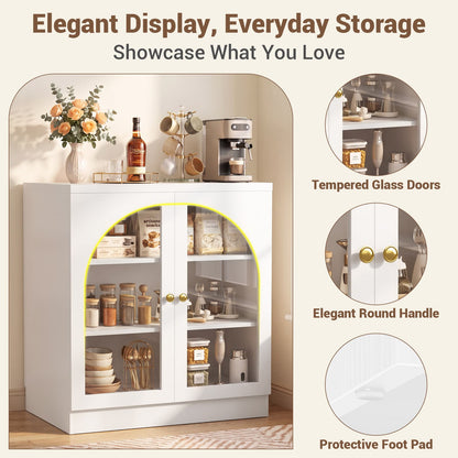 31.5" Sideboard Buffet Cabinet with Tempered Glass Doors