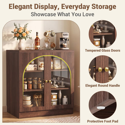 31.5" Sideboard Buffet Cabinet with Tempered Glass Doors