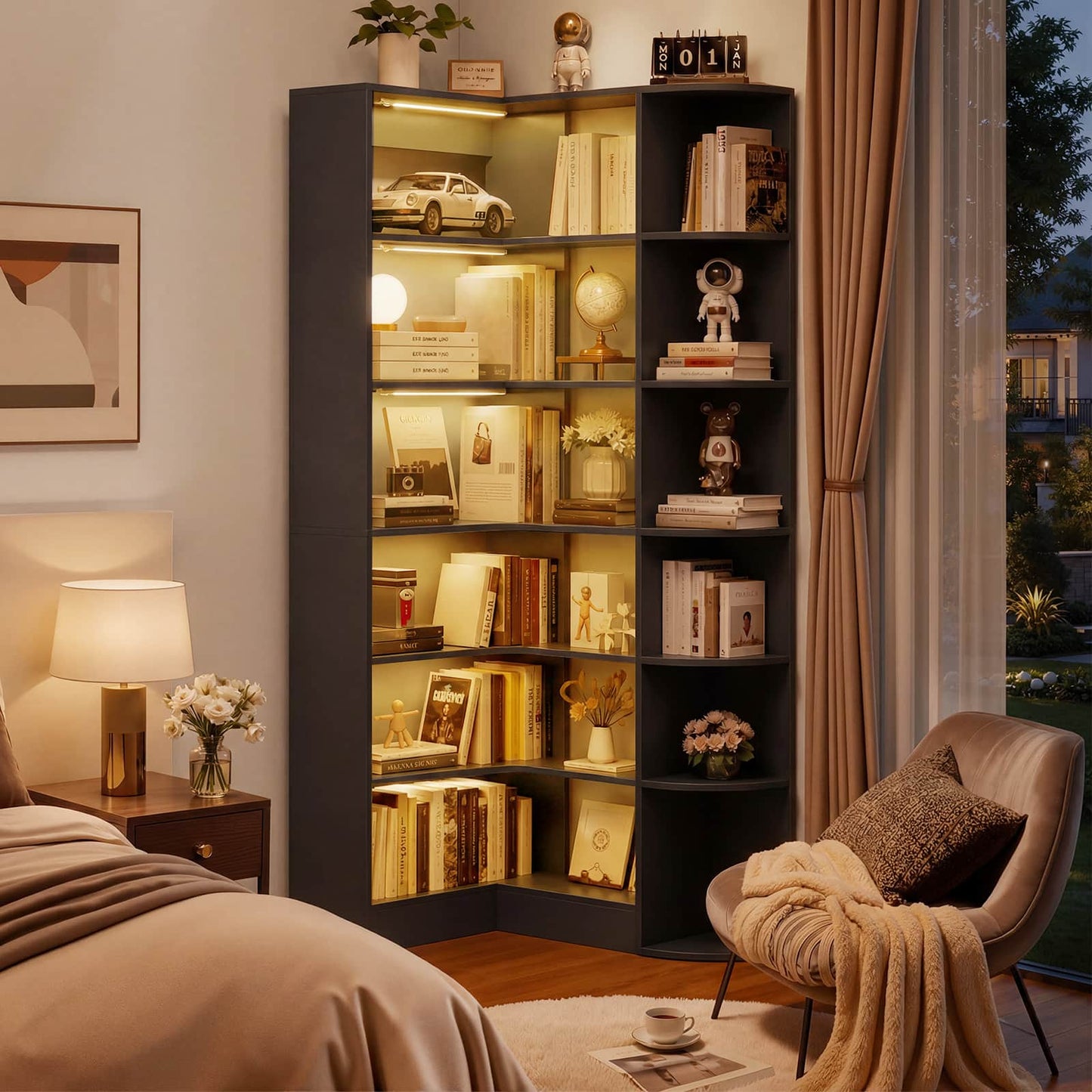 Corner Shelf with 6 Motion Sensor Lights