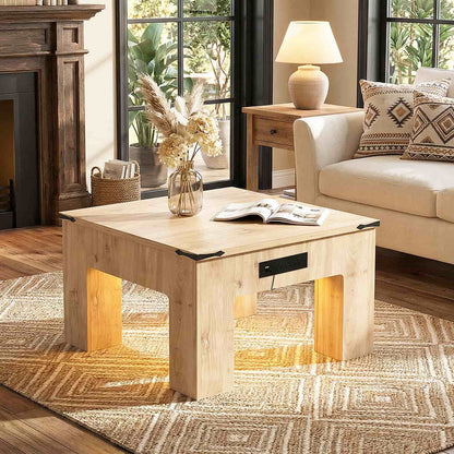 LED Square Coffee Table for Living Room Set of 2