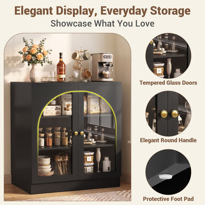 31.5" Sideboard Buffet Cabinet with Tempered Glass Doors