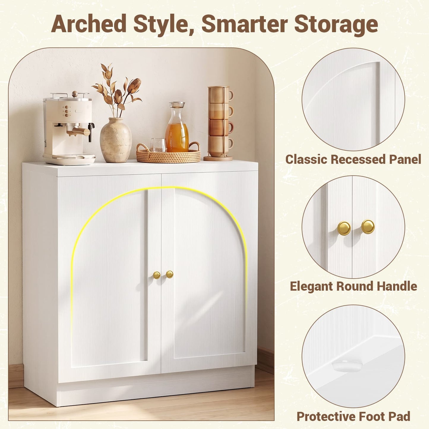 31.5" Sideboard Buffet Cabinet with Soft Close Doors