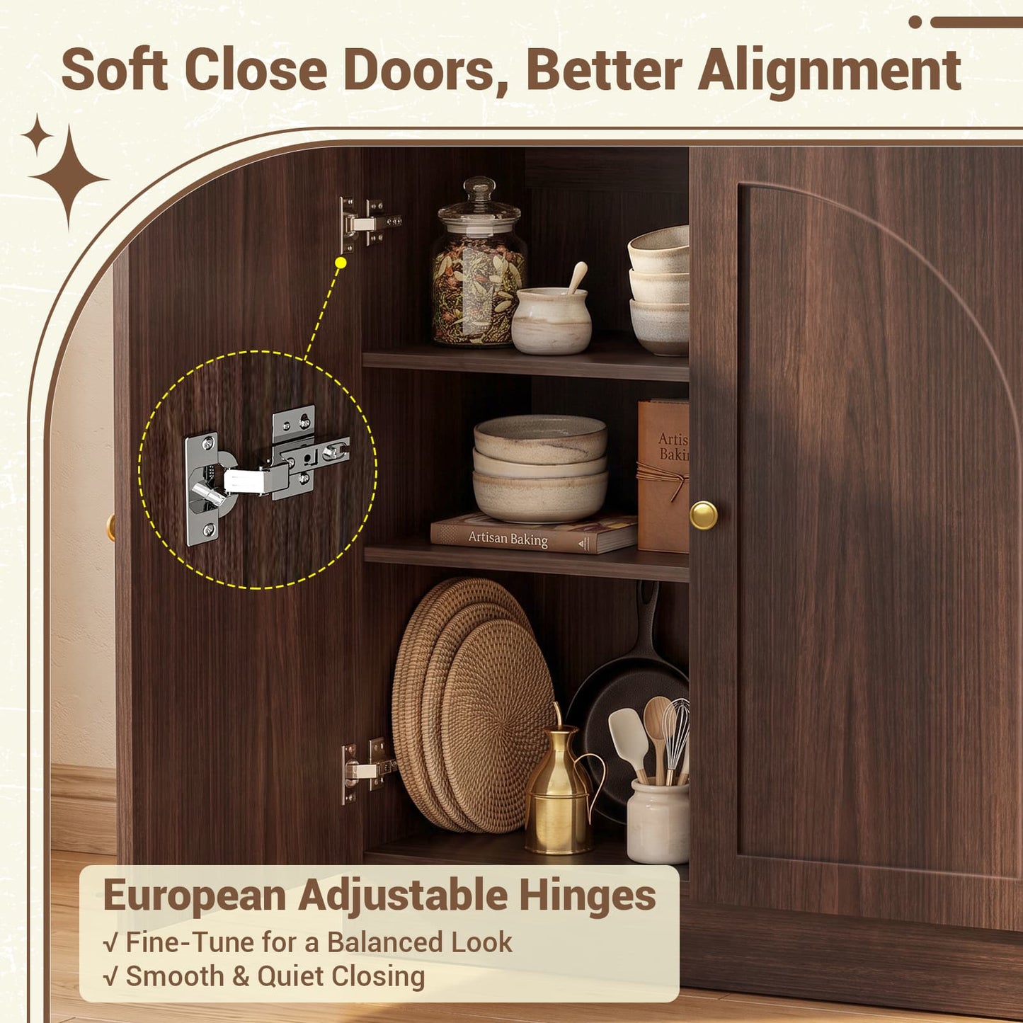 31.5" Sideboard Buffet Cabinet with Soft Close Doors