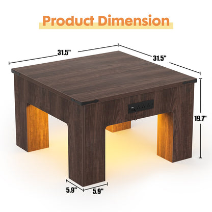 LED Square Coffee Table for Living Room Set of 2