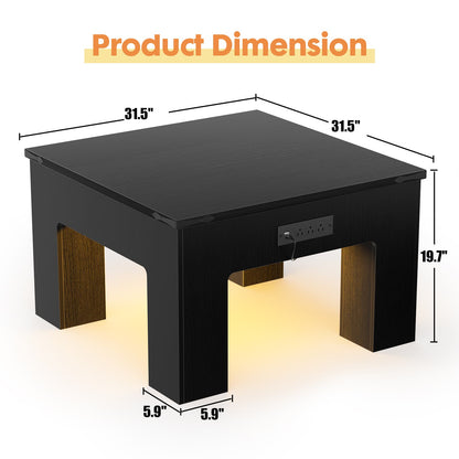 LED Square Coffee Table for Living Room Set of 2