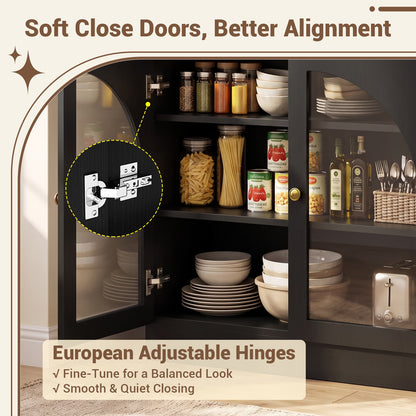 31.5" Sideboard Buffet Cabinet with Tempered Glass Doors