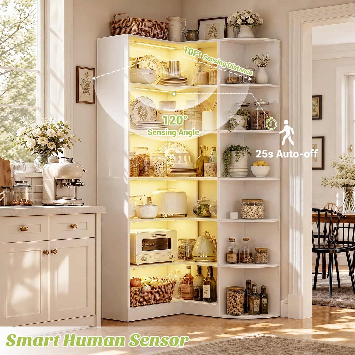 Corner Shelf with 6 Motion Sensor Lights