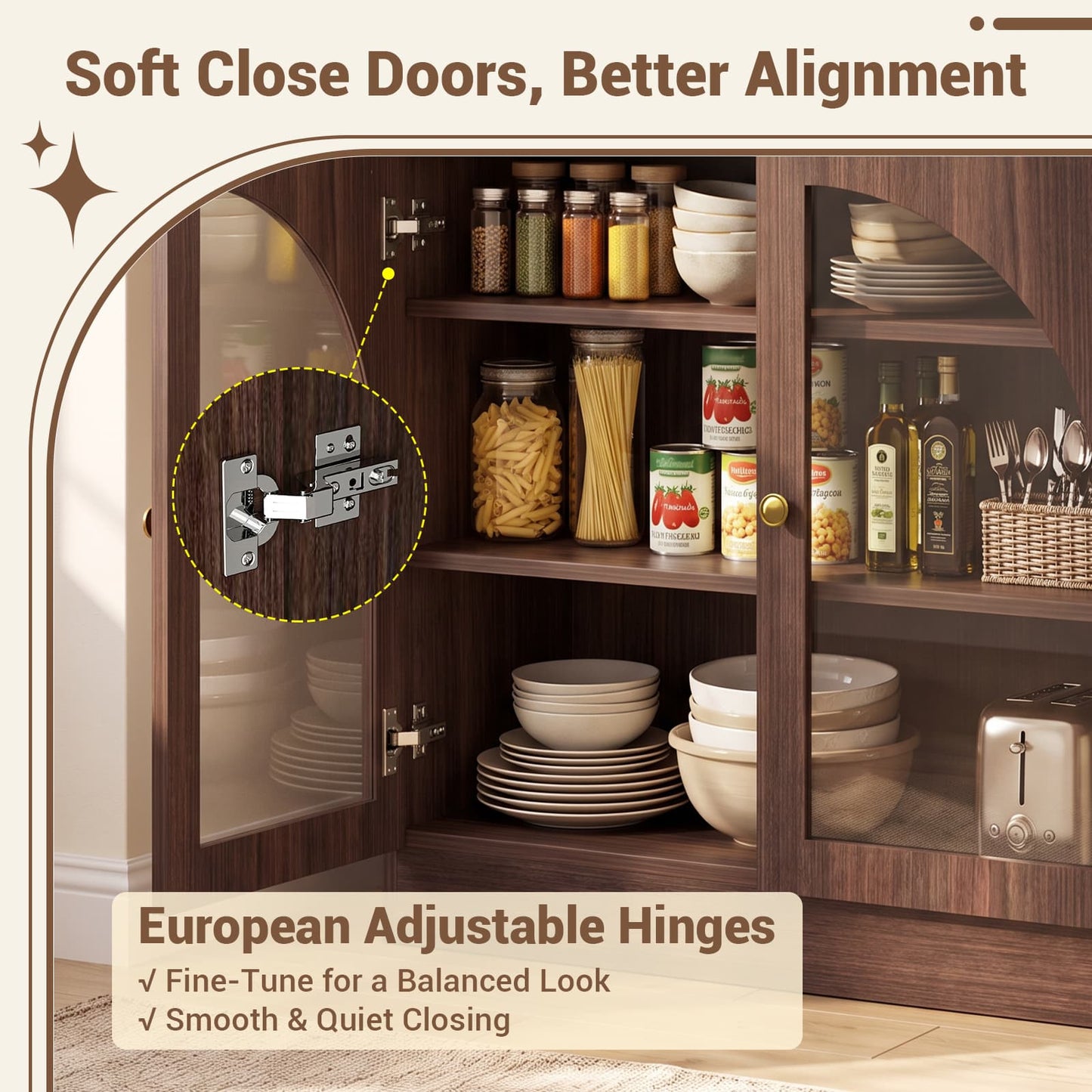 31.5" Sideboard Buffet Cabinet with Tempered Glass Doors