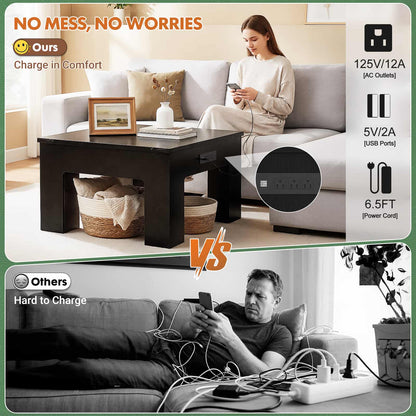 LED Square Coffee Table for Living Room Set of 2