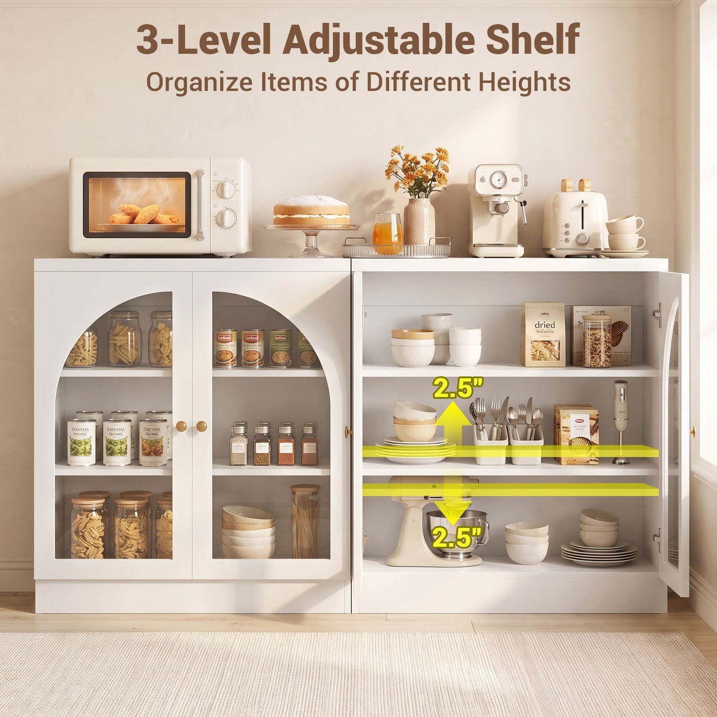 31.5" Sideboard Buffet Cabinet with Tempered Glass Doors