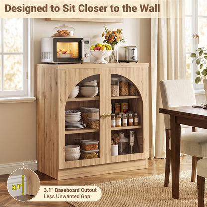 31.5" Sideboard Buffet Cabinet with Tempered Glass Doors