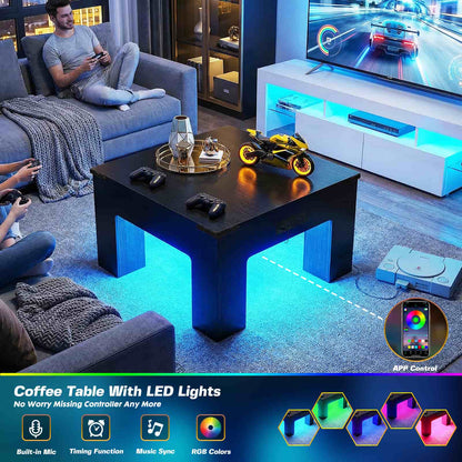 LED Square Coffee Table for Living Room Set of 2