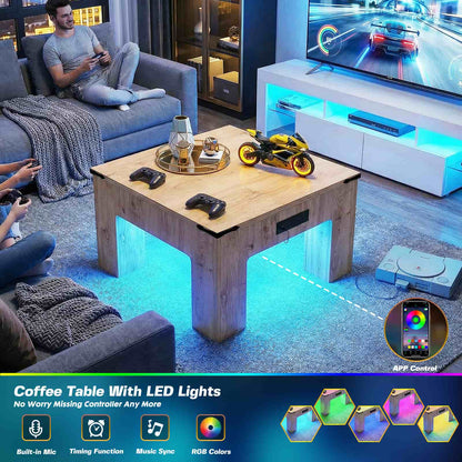 LED Square Coffee Table for Living Room Set of 2