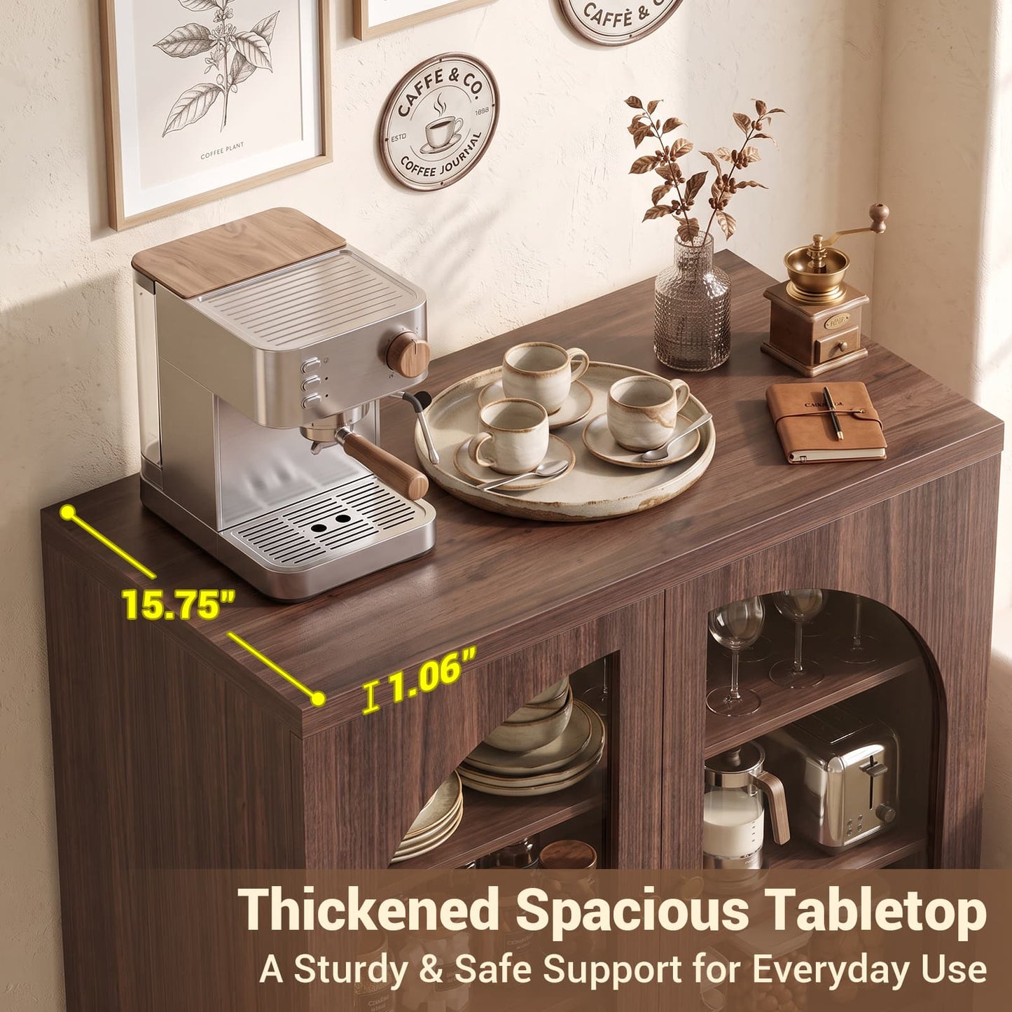31.5" Sideboard Buffet Cabinet with Tempered Glass Doors