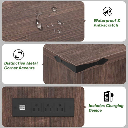 LED Square Coffee Table for Living Room Set of 2