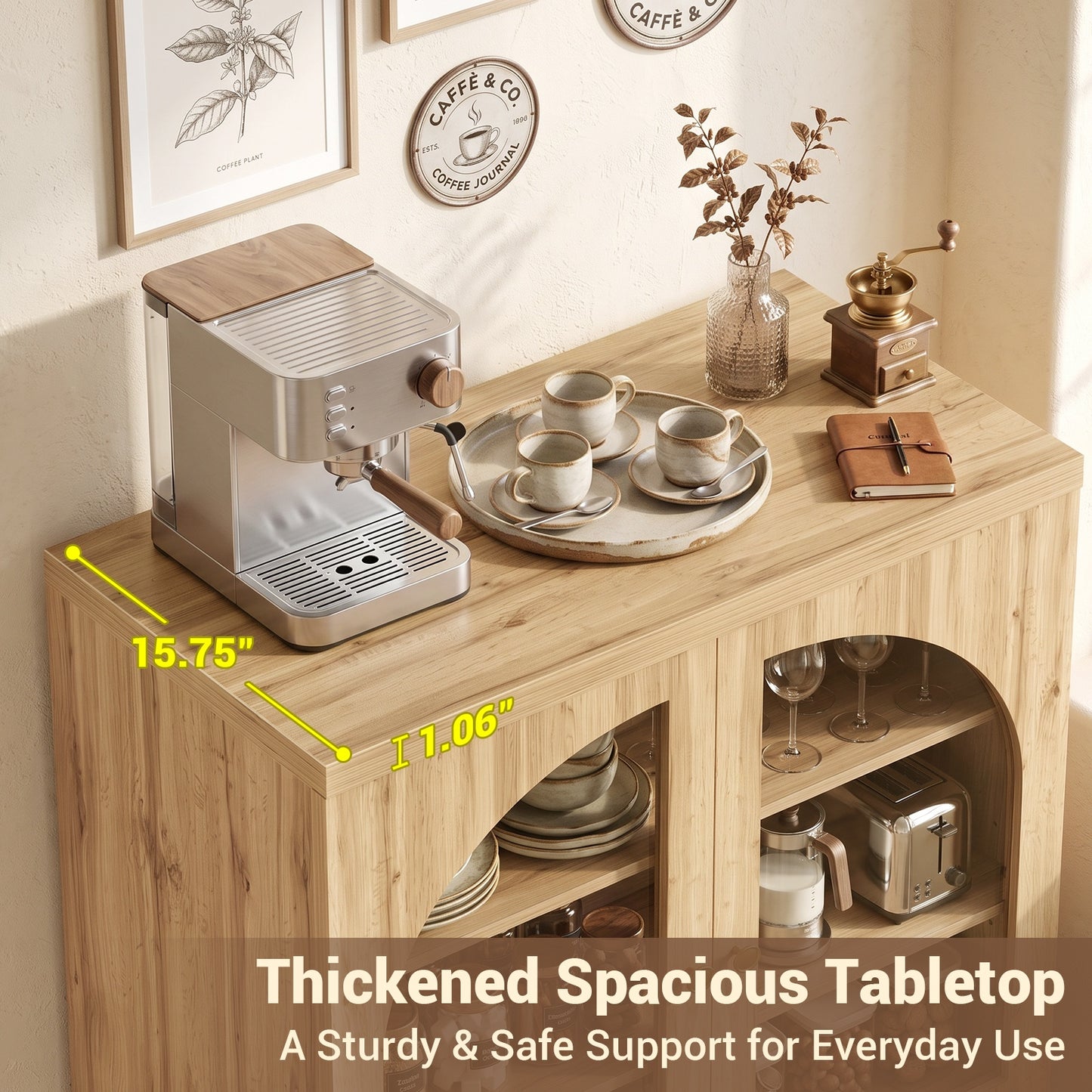 31.5" Sideboard Buffet Cabinet with Tempered Glass Doors