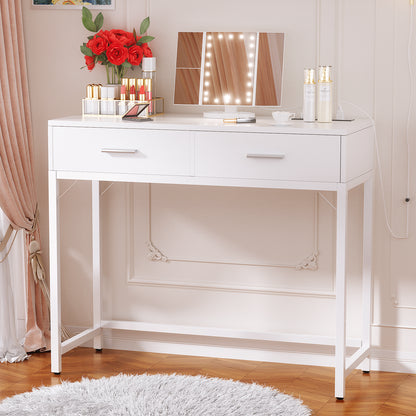 Vanity Desk with Mirror and Lights, 35.8" Makeup Table with Drawers