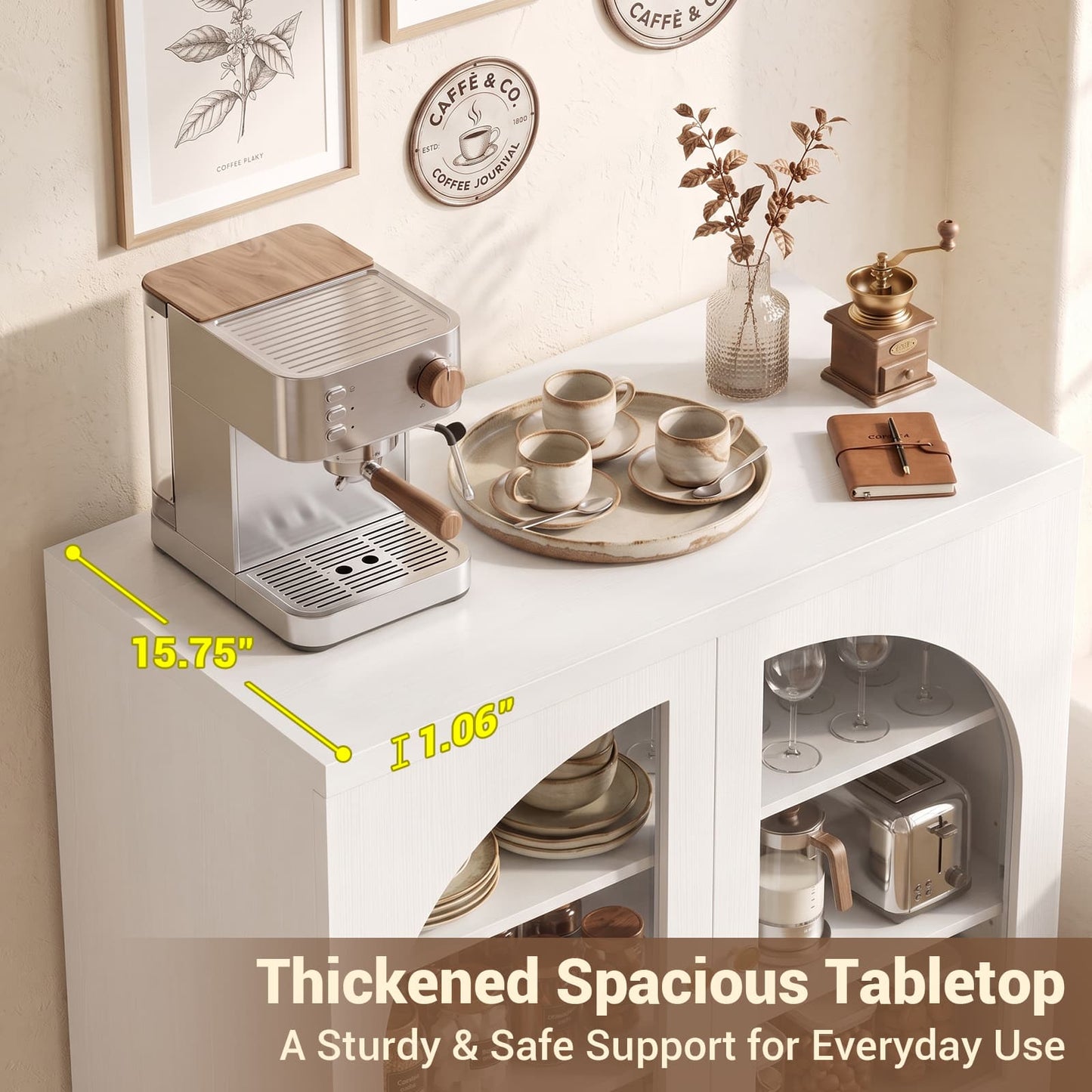 31.5" Sideboard Buffet Cabinet with Tempered Glass Doors