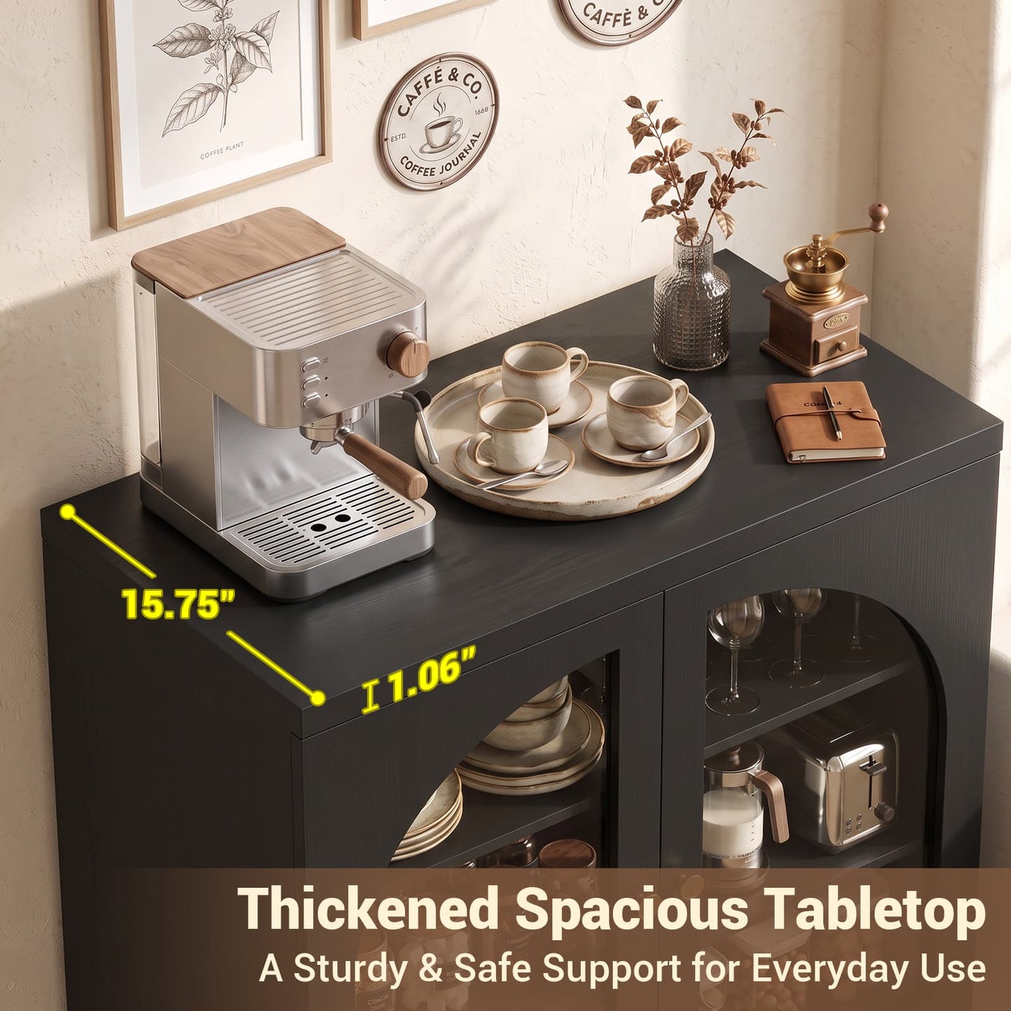 31.5" Sideboard Buffet Cabinet with Tempered Glass Doors