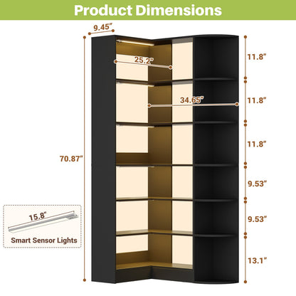 Corner Shelf with 6 Motion Sensor Lights