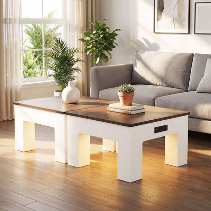 LED Square Coffee Table for Living Room Set of 2