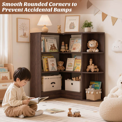 4-Tier Small Corner Shelf, Compact L-Shaped Corner Bookshelf