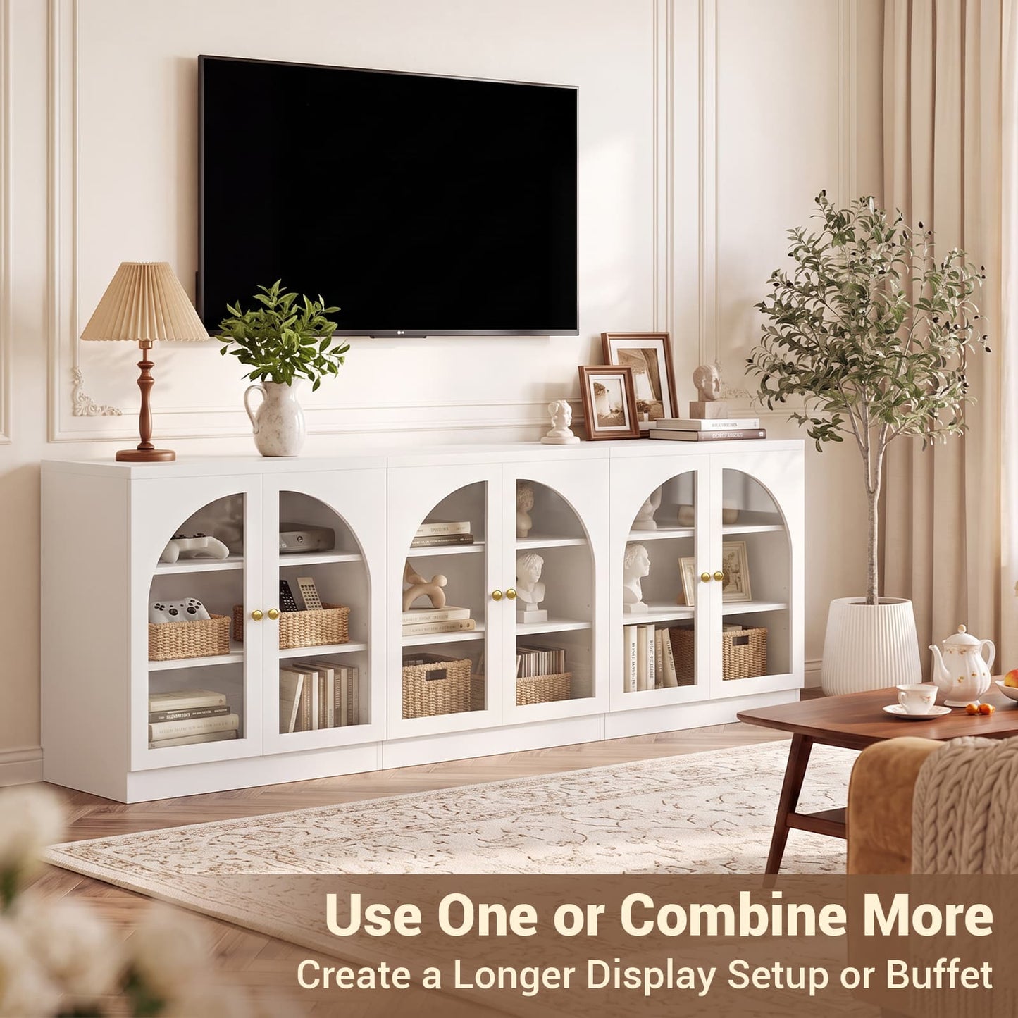 31.5" Sideboard Buffet Cabinet with Tempered Glass Doors