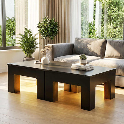 LED Square Coffee Table for Living Room Set of 2