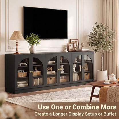 31.5" Sideboard Buffet Cabinet with Tempered Glass Doors