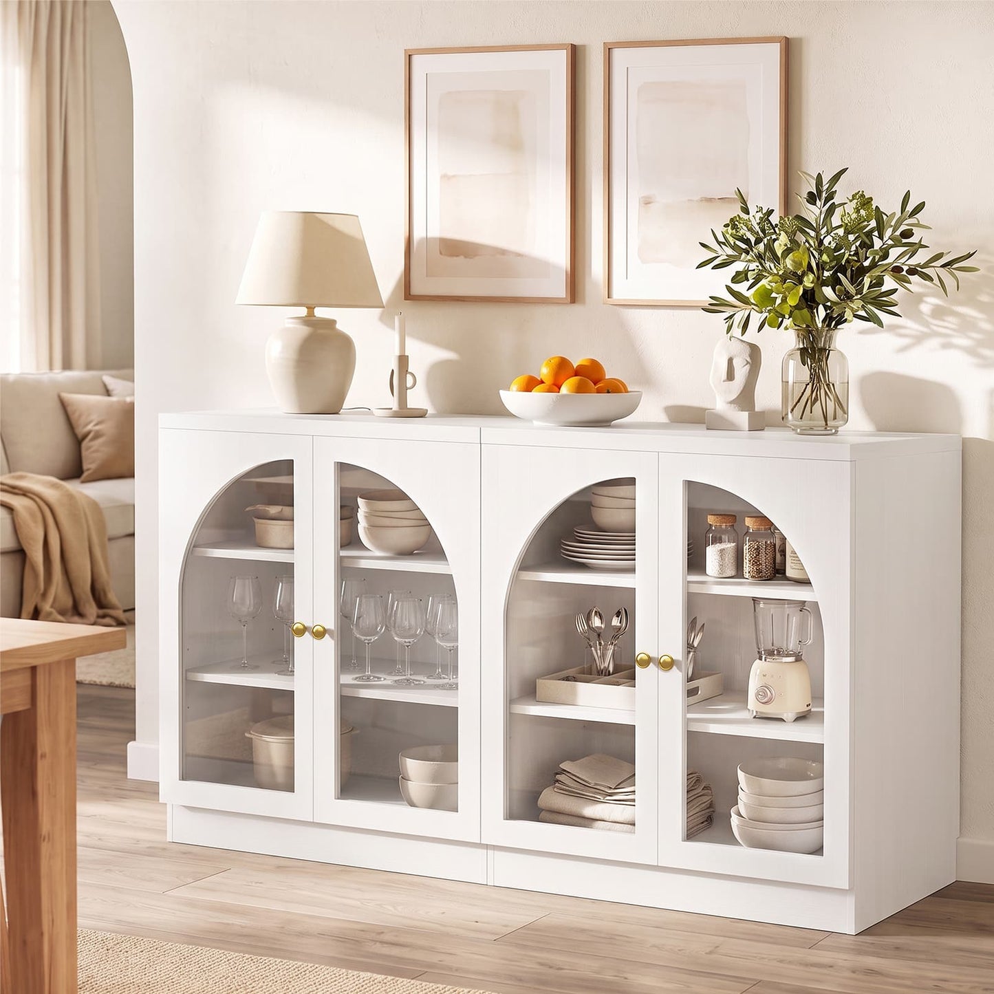 31.5" Sideboard Buffet Cabinet with Tempered Glass Doors