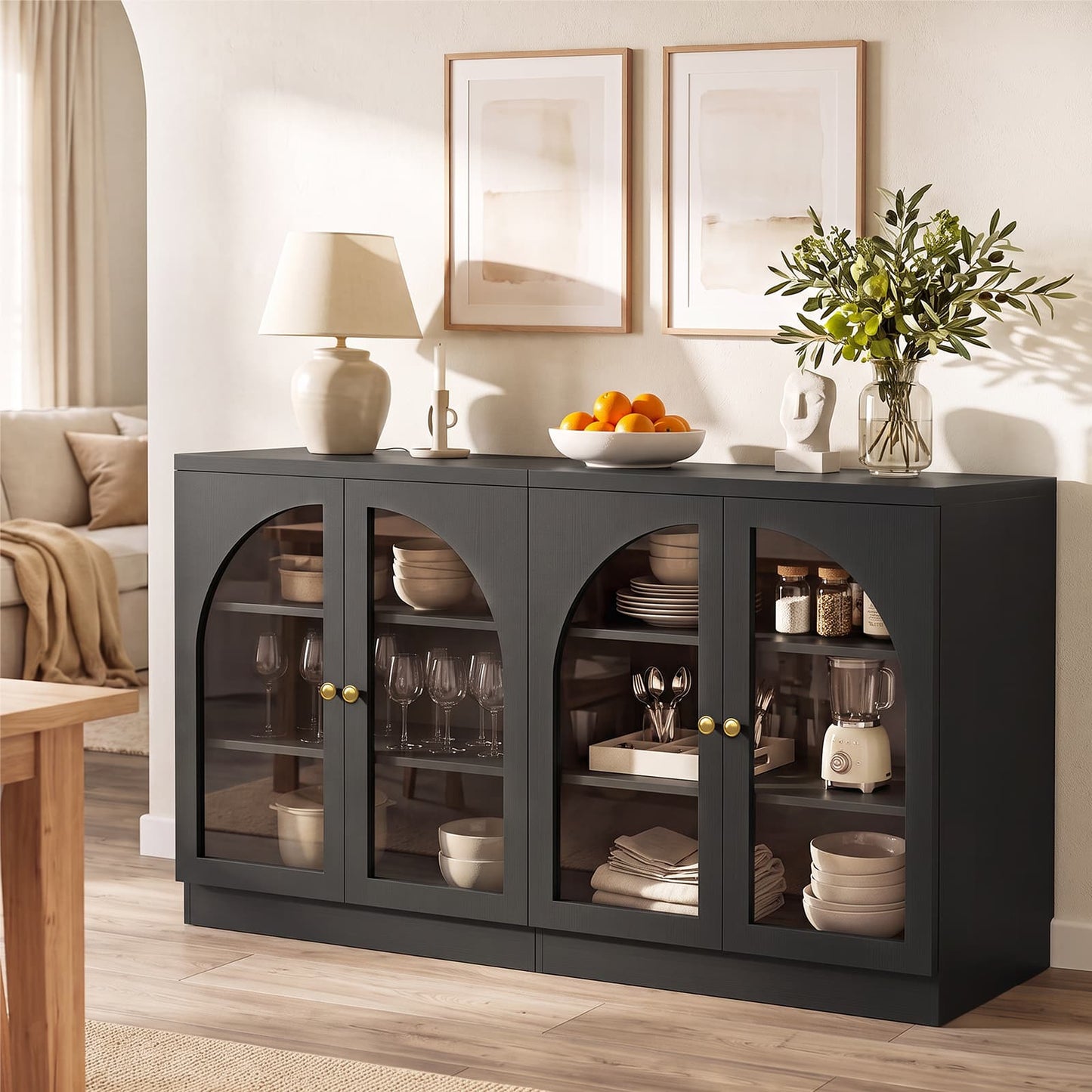 31.5" Sideboard Buffet Cabinet with Tempered Glass Doors