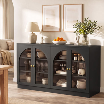 31.5" Sideboard Buffet Cabinet with Tempered Glass Doors