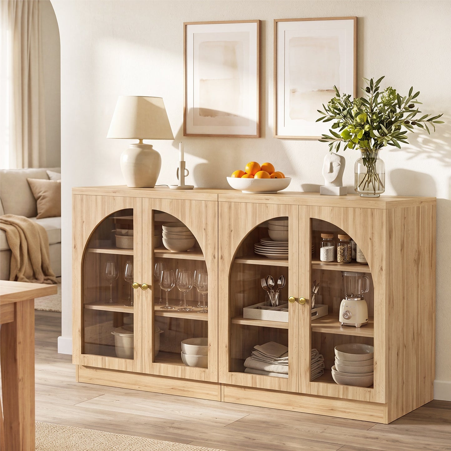 31.5" Sideboard Buffet Cabinet with Tempered Glass Doors