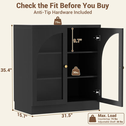 31.5" Sideboard Buffet Cabinet with Tempered Glass Doors