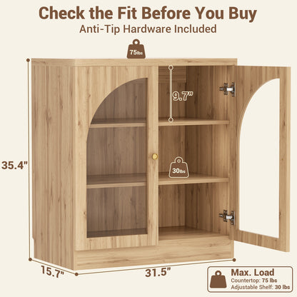 31.5" Sideboard Buffet Cabinet with Tempered Glass Doors