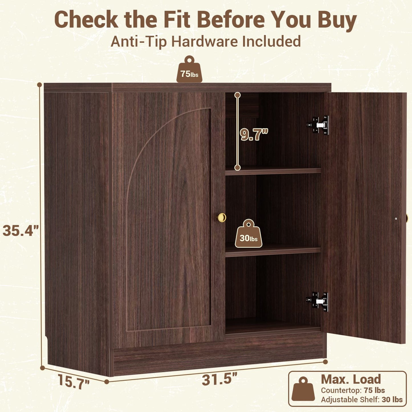31.5" Sideboard Buffet Cabinet with Soft Close Doors