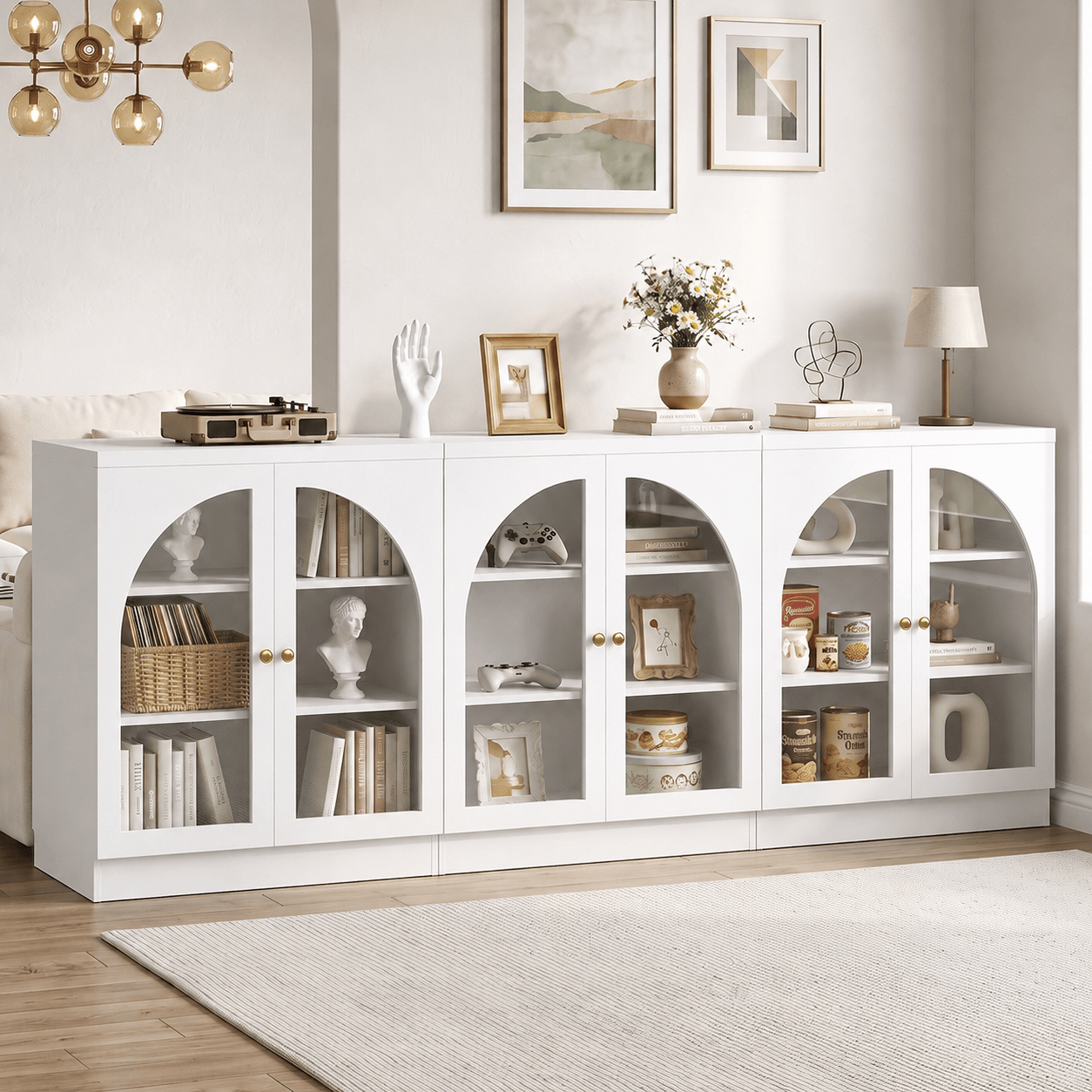 31.5" Sideboard Buffet Cabinet with Tempered Glass Doors