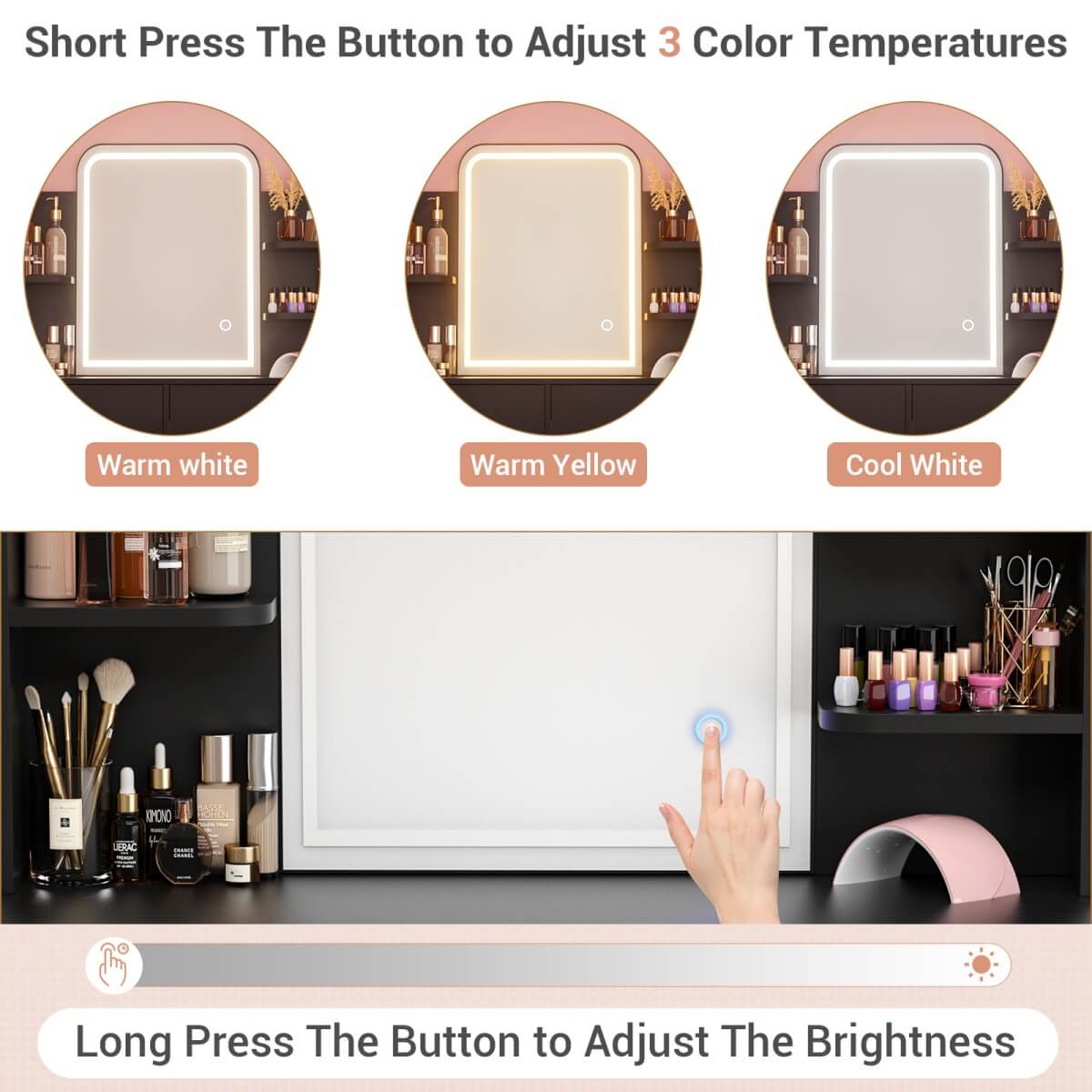 Makeup Vanity Desk with Drawers and Lighted Mirror