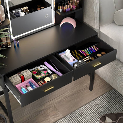 Makeup Vanity Desk with Drawers and Lighted Mirror