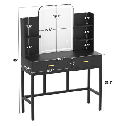 Makeup Vanity Desk with Drawers and Lighted Mirror