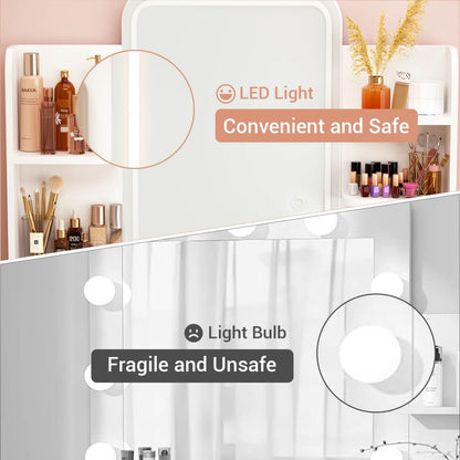 Makeup Vanity Desk with Drawers and Lighted Mirror