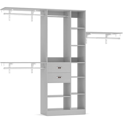 8FT Closet Organizer System with 13 Shelves & 2 Wood Drawers