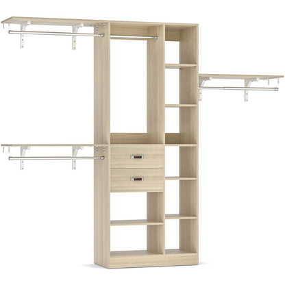 8FT Closet Organizer System with 13 Shelves & 2 Wood Drawers