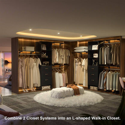 96 Inches Closet System with 3 Shelving Towers
