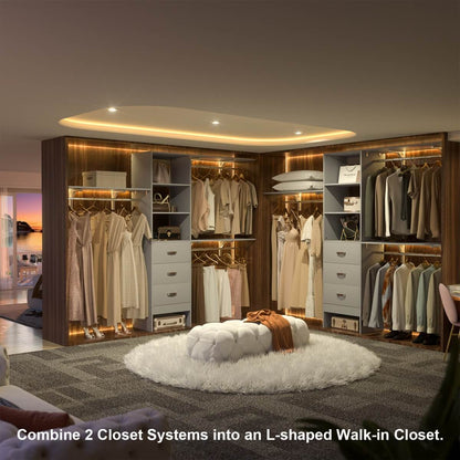 96 Inches Closet System with 3 Shelving Towers
