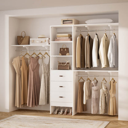 96 Inches Closet System with 3 Shelving Towers