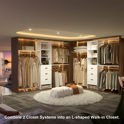 96 Inches Closet System with 3 Shelving Towers