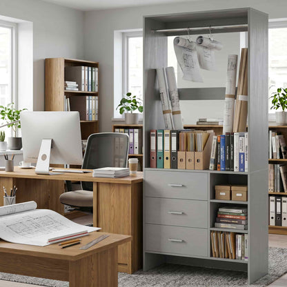 Bookcase with 3 Drawers, Freestanding Storage Bookshelf, 29.5’’ Tall Wood Display Shelves for Home Office, Living Room, Bedroom, Model: YHCC-008