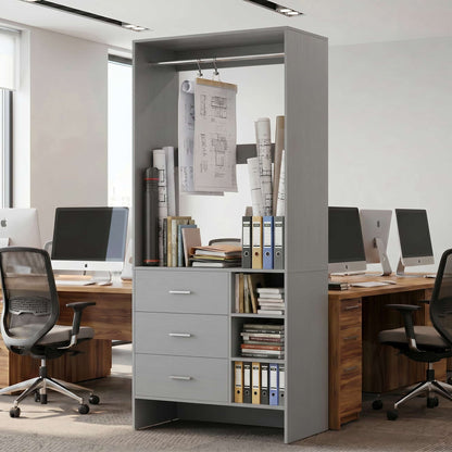 Bookcase with 3 Drawers, Freestanding Storage Bookshelf, 29.5’’ Tall Wood Display Shelves for Home Office, Living Room, Bedroom, Model: YHCC-008