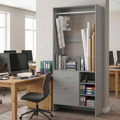 Bookcase with 3 Drawers, Freestanding Storage Bookshelf, 29.5’’ Tall Wood Display Shelves for Home Office, Living Room, Bedroom, Model: YHCC-008